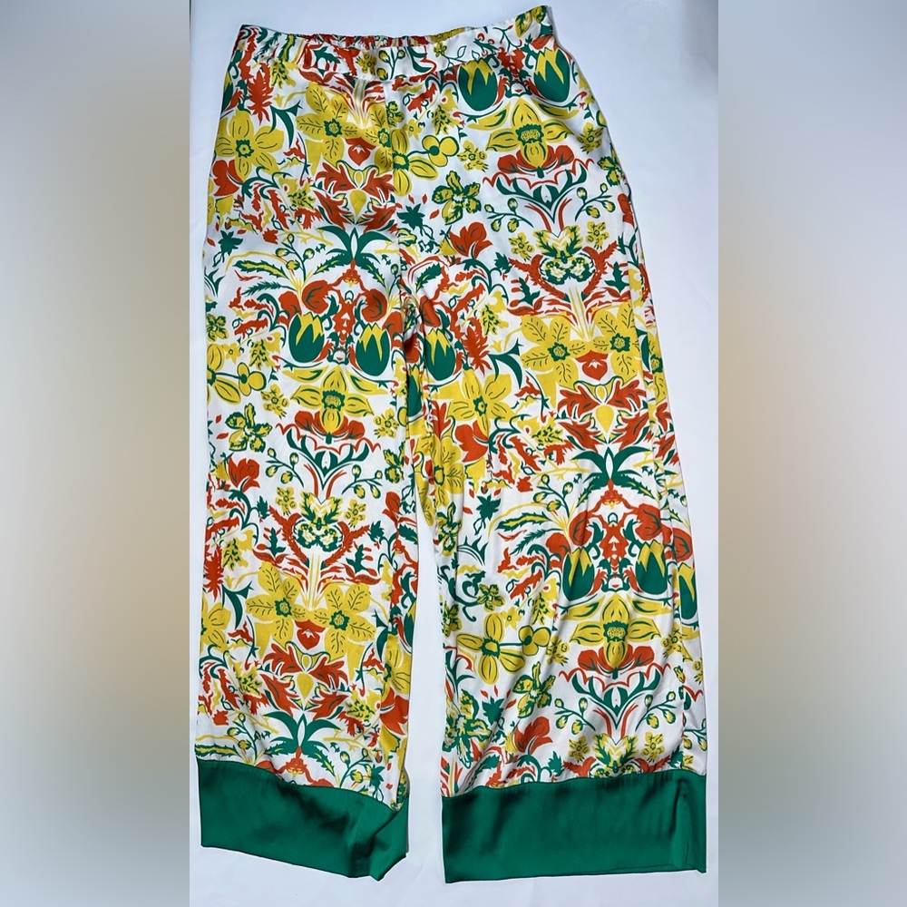 The Drop Floral Wide-Leg Lounge Pants in White, Yellow, Green & Red Womens XL